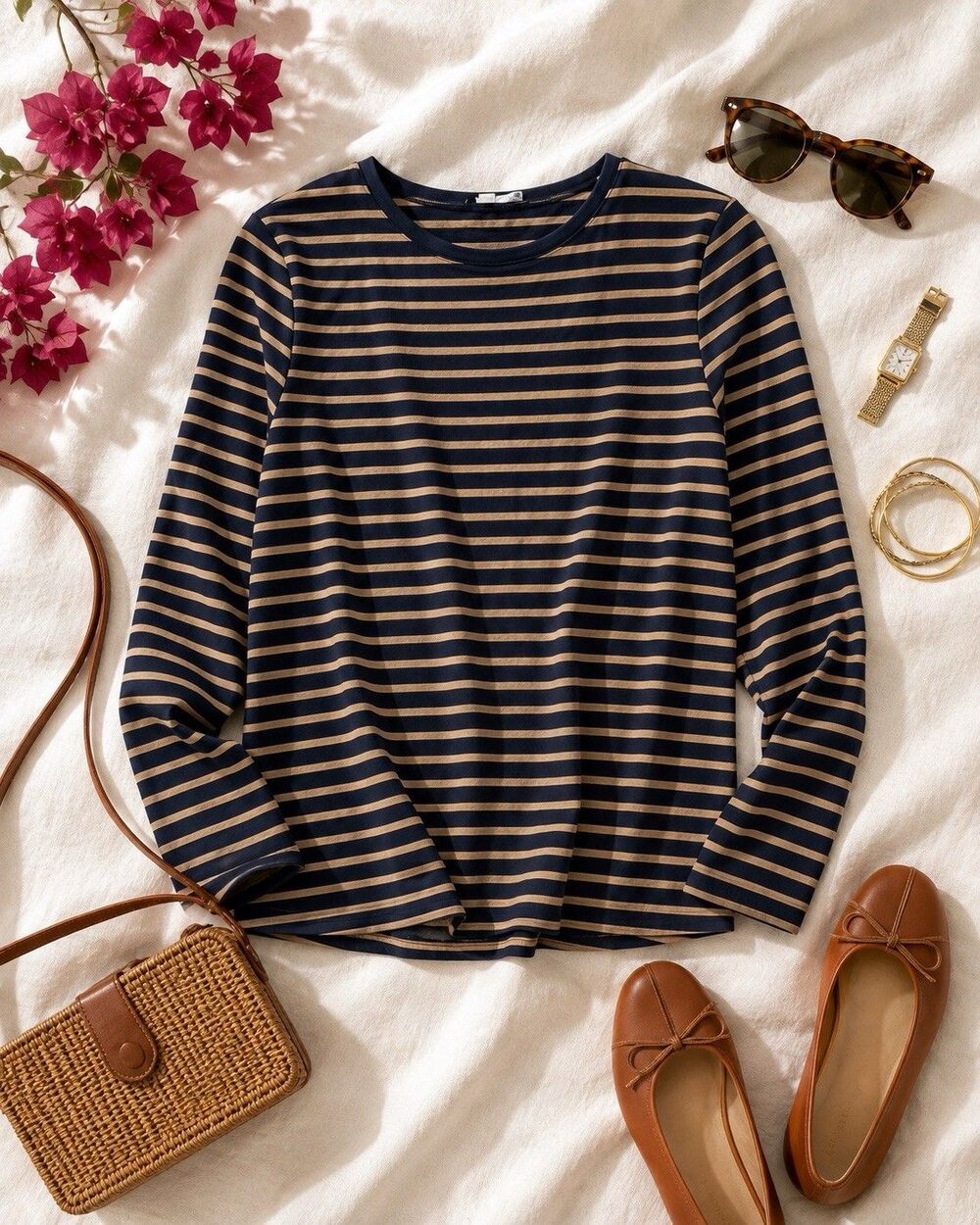 Petit Bateau Navy Gold Breton Stripe Long Sleeve Top Size 18